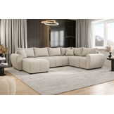 OP=OP Slaapbank met opbergruimte Max | Naturel/ Beige| Rechts| U-bank XL