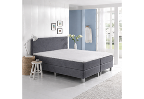 OP=OP Vaste boxspring Basic - 140 x 220 Velvet Antraciet | Incl. 1x groot medium pocketvering matras