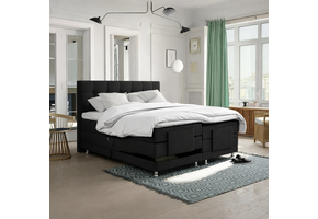 OP=OP Elektrische Boxspring Delux  Dubai | 90 x 200 Zwart | Hoofd-en voetbord Dubai