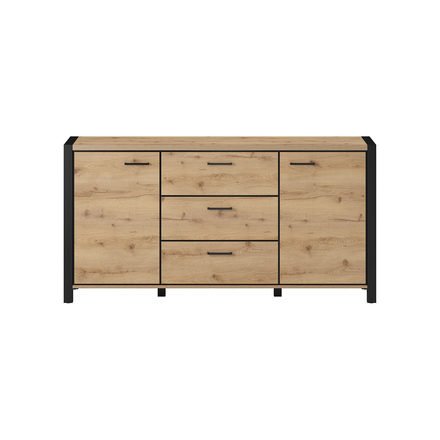 Dressoir Akven - 2-deurs incl. 3 lades - Wotan Eiken