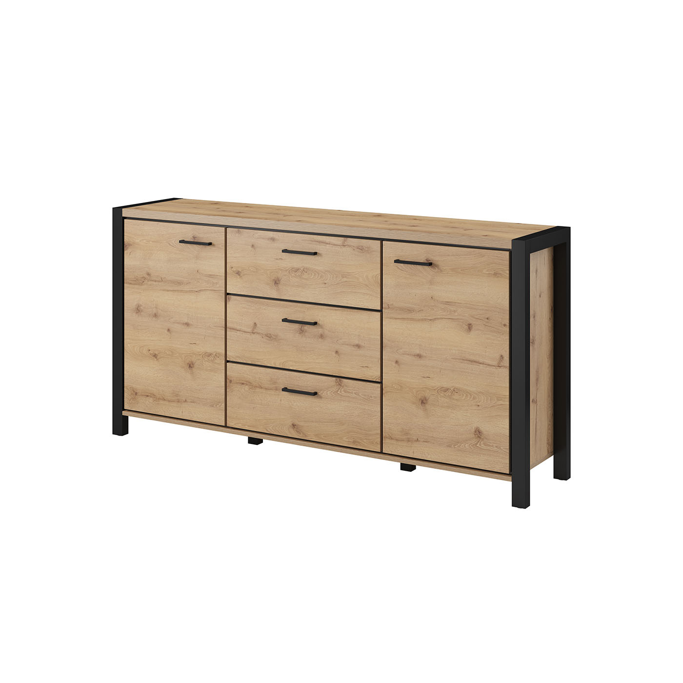 Dressoir Akven - 2-deurs incl. 3 lades - Wotan Eiken
