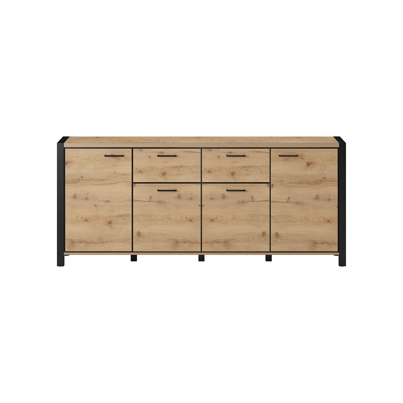 Dressoir Akven - 4-deurs incl. 2 lades - Wotan Eiken