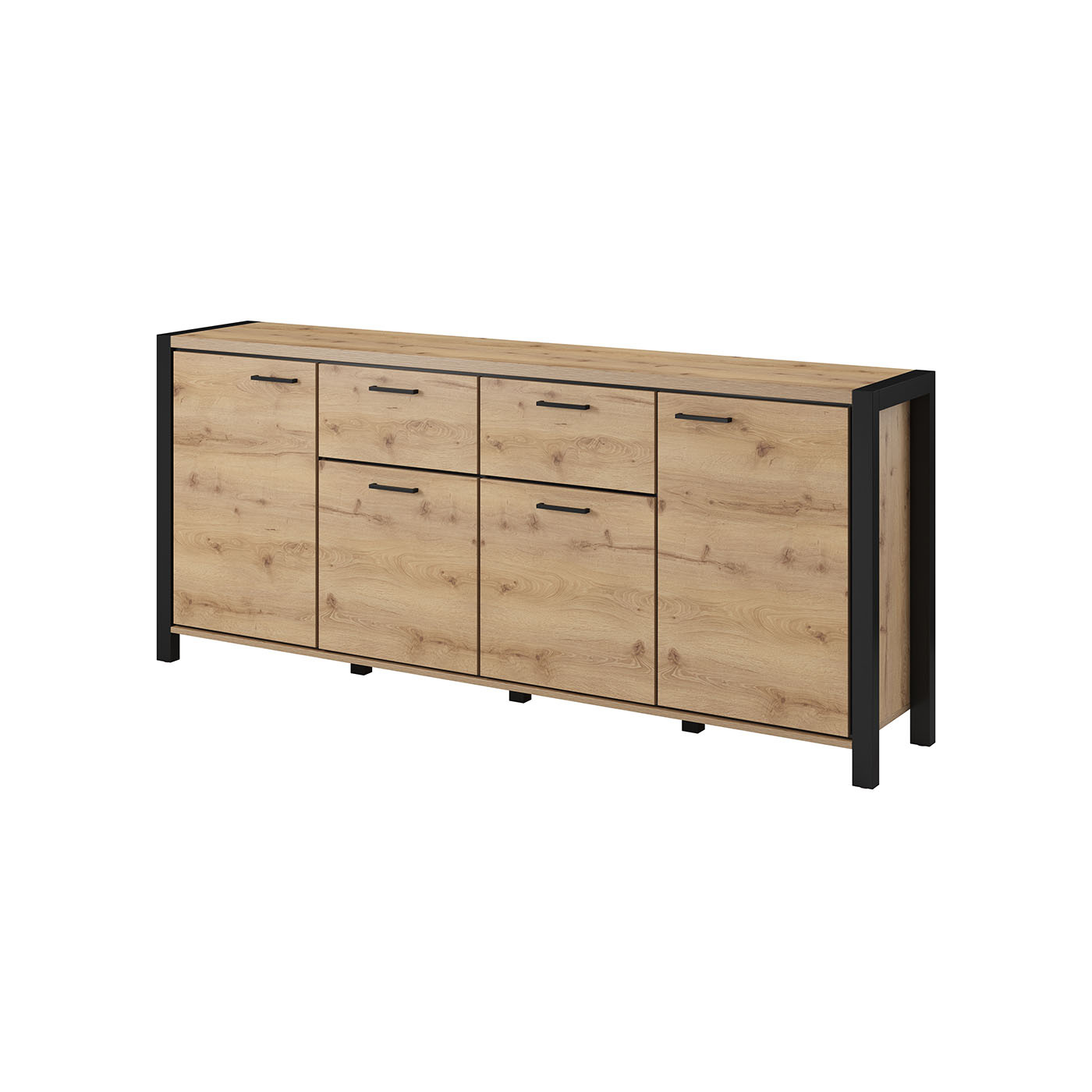 Dressoir Akven - 4-deurs incl. 2 lades - Wotan Eiken