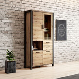 Vitrinekast Akven - 4-deurs incl. 2 lades - Wotan Eiken