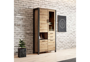 Vitrinekast Akven - 4-deurs incl. 2 lades - Wotan Eiken