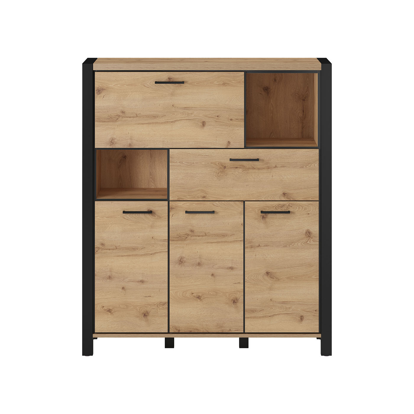 Dressoir Akven - 3-deurs incl. lade + klep - Wotan Eiken