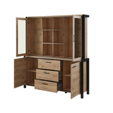 Vitrinekast Akven - 4-deurs incl. 3 lades - Wotan Eiken