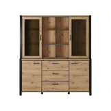 Vitrinekast Akven - 4-deurs incl. 3 lades - Wotan Eiken