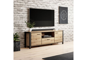 TV-meubel Akven - 2-deurs incl. 2 lades - Wotan Eiken