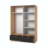 Kledingkast Bern - 2-deurs incl. 2 lades + spiegel - Wotan Eiken / Zwart