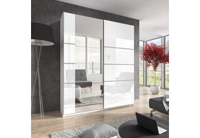 Kledingkast Bern - 2-deurs incl. spiegel - Wit Glans