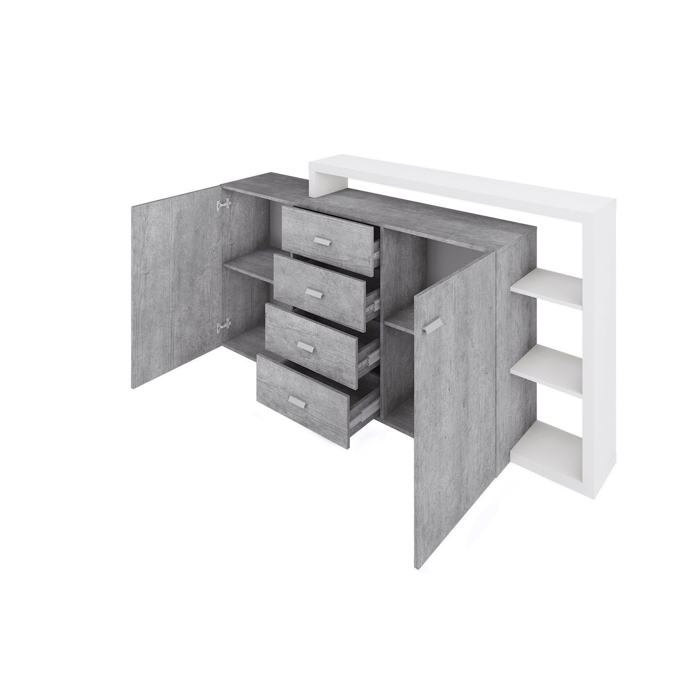 Dressoir Bologna - Grijs / Wit