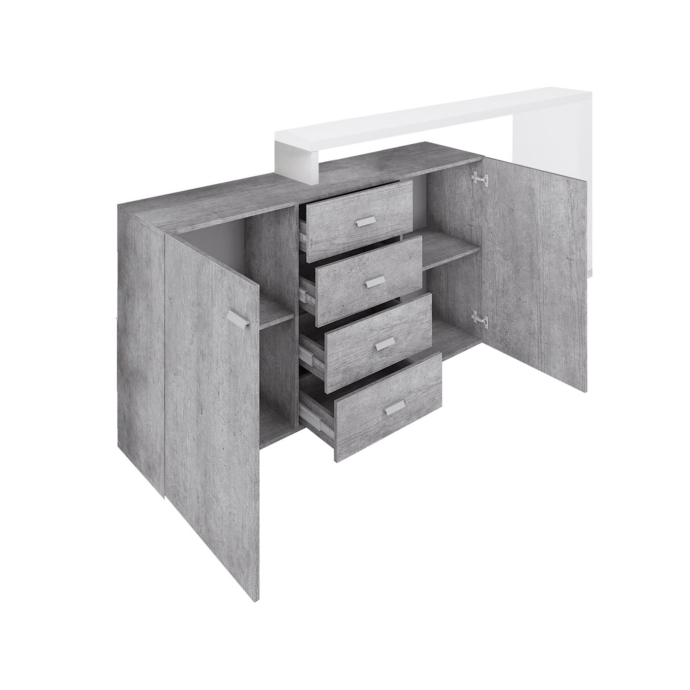 Dressoir Bologna - Grijs / Wit