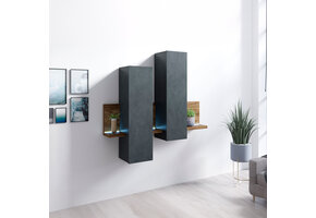 Wandkast Bologna - Vuren / Antraciet