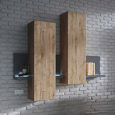 Wandkast Bologna - Wotan Eiken / Antraciet