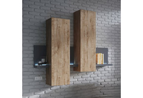 Wandkast Bologna - Wotan Eiken / Antraciet