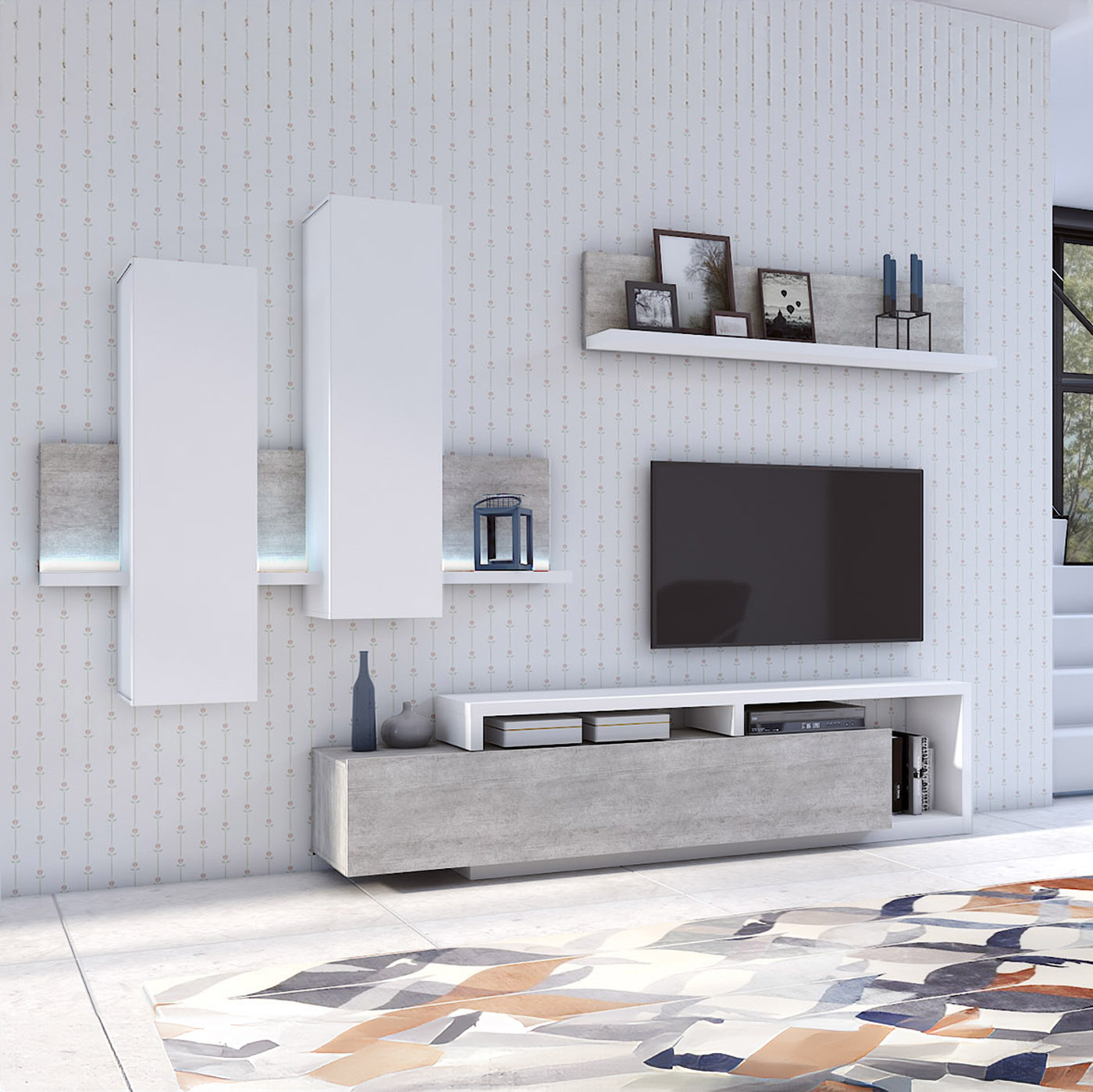 Wandcombinatie Bologna - Grijs / Wit