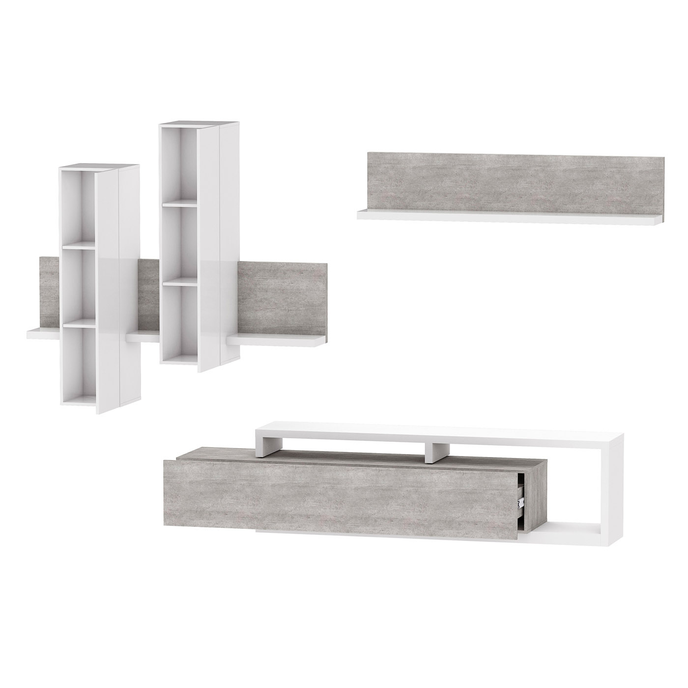 Wandcombinatie Bologna - Grijs / Wit