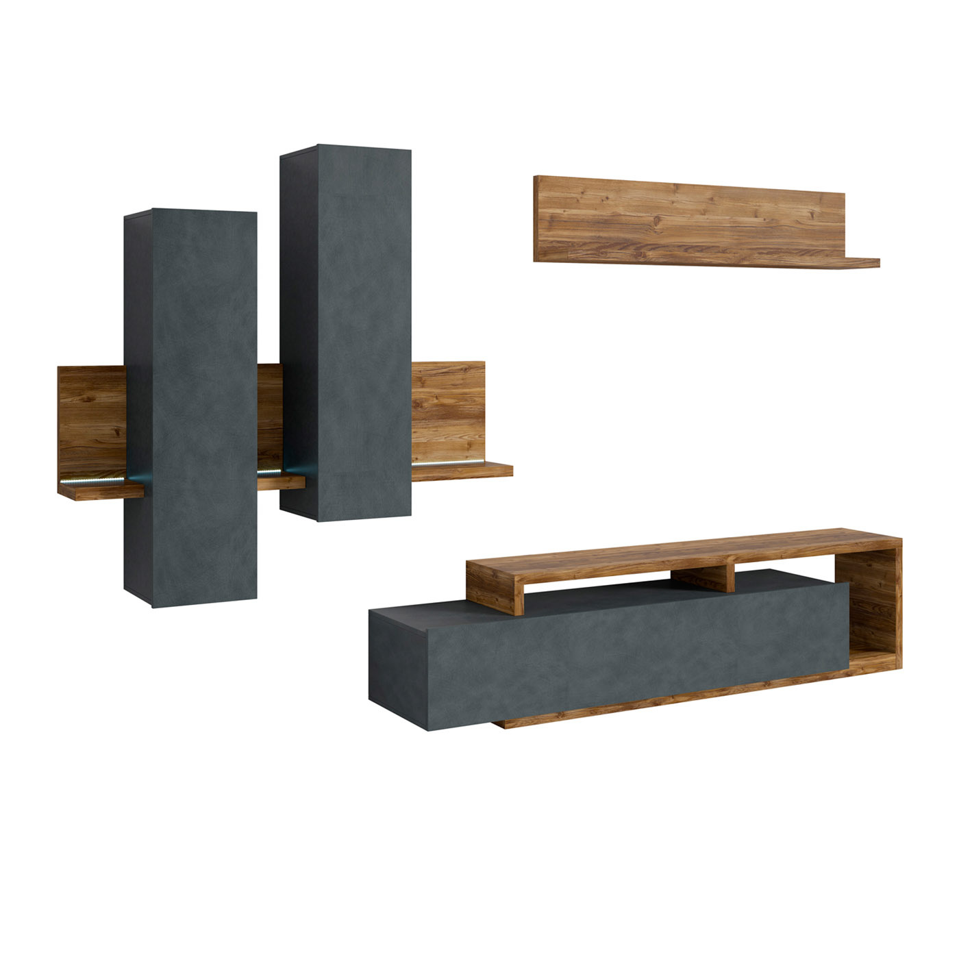 Wandcombinatie Bologna - Vuren / Antraciet