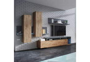 Wandcombinatie Bologna - Wotan Eiken / Antraciet