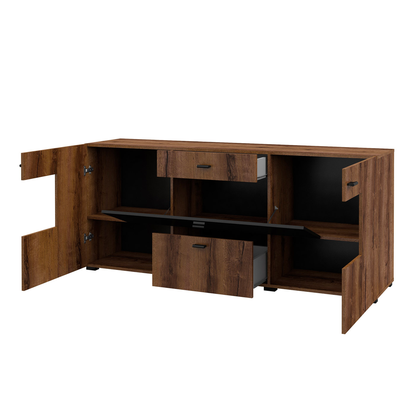 Dressoir Koblenz - Walnoot / Zwart
