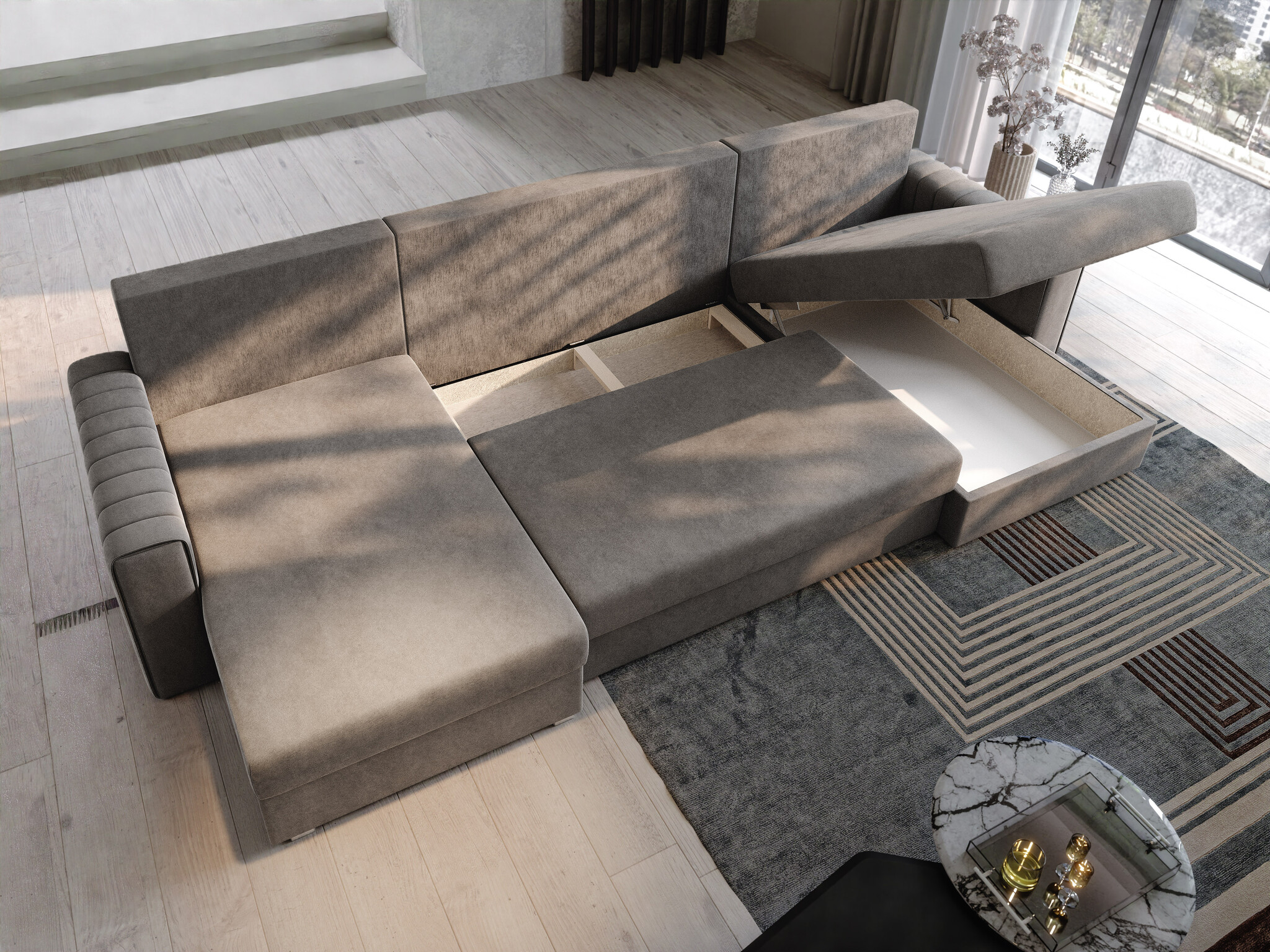 OP=OP Slaapbank met opbergruimte Noa | U-bank | Preston Zand