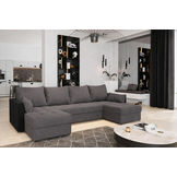 2dekans U-bank Kos | 2 Kleurig - Antraciet met zwarte leuningen | Slaapbank met opbergruimte -  Niet in originele verpakking - Kans op schade