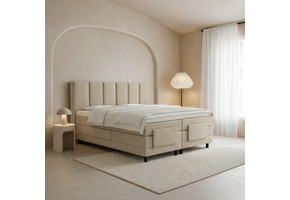OP=OP Elektrische Boxspring Delux Monza | 200 x 220 Beige| Hoofd-en voetbord Monza + Bedbank