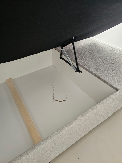 2dekans Opberg Box Rechts 90 x 210 - Teddy Grijs - incl. Matras ( Scheur in bodemplaat - Niet in originele verpakking)