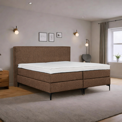OP=OP Vaste boxspring Basic - 180 x 200 Bruin |  1x Groot Medium Antislip Matras