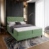 OP=OP Vaste boxspring Chevron 160 x 210 Lindegroen | Pocketvering matras