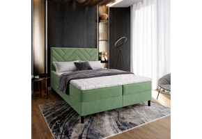 OP=OP Vaste boxspring Chevron 160 x 210 Lindegroen | Pocketvering matras