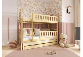 2dekans Stapelbed met Lade Bas - 3-persoons - Naturel/Hout - 90 x 200 - Kinderbed | Niet in originele verpakking