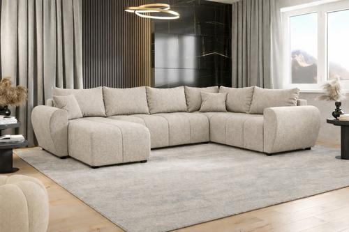 2dekans Slaapbank met opbergruimte Max | Rechts | Velvet Ecru - U-bank XL - Niet in originele verpakking