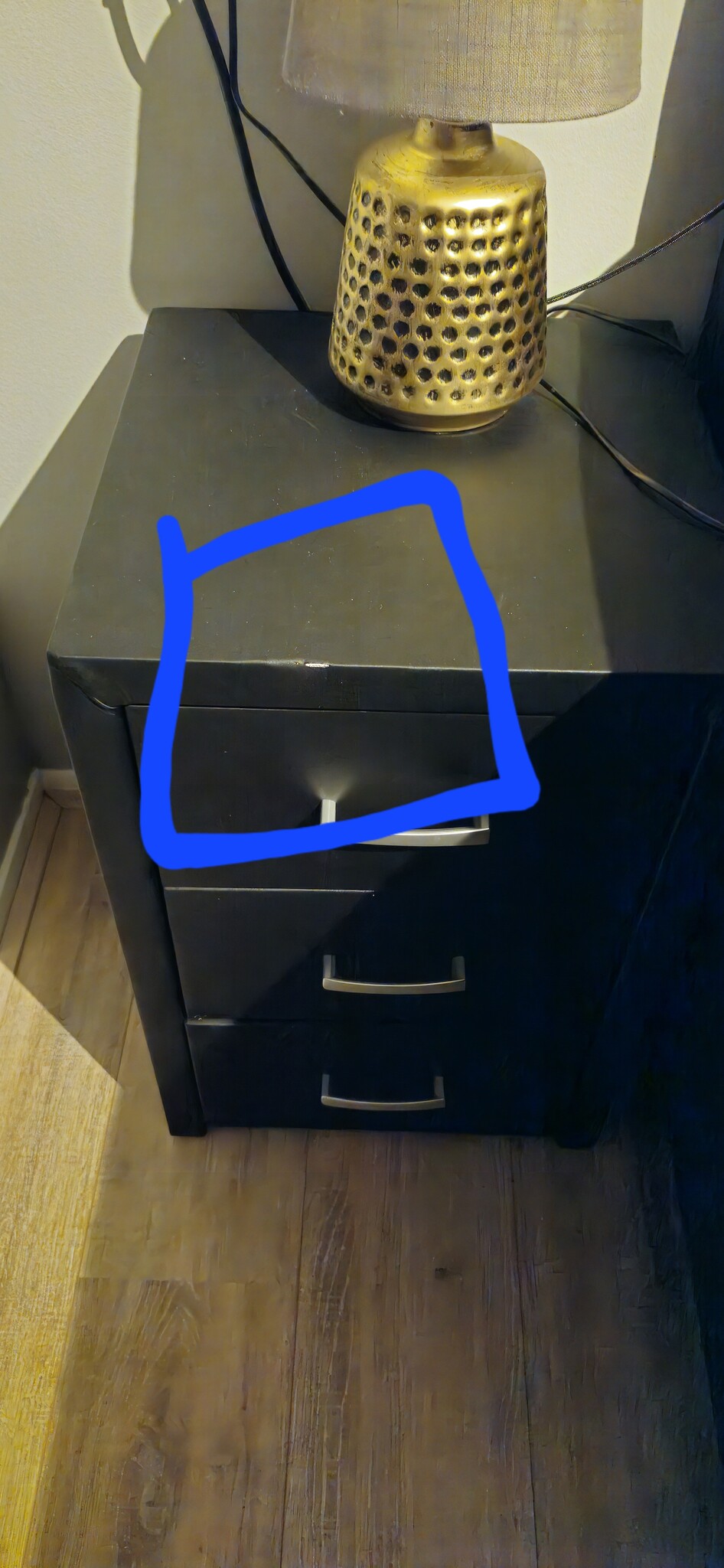 2dekans Hockers / Nachtkastje met 3 lades - Skaileer Zwart - Met lichte stofschade - Niet in originele verpakking