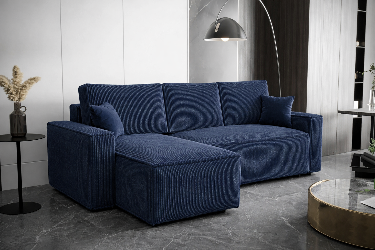 2dekans Slaapbank met opbergruimte Pom Blauw | Hoekbank - Universeel - Stofschade zijkant doek - Niet in originele verpakking