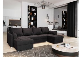 2dekans U-bank Kos Zwart- Slaapbank met opbergruimte -  Niet in originele verpakking - Kans op schade