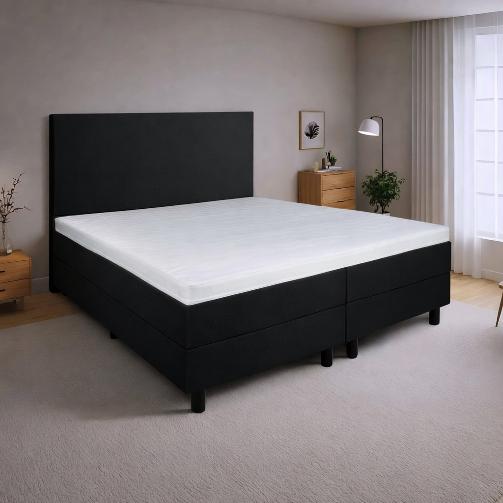 OP=OP Vaste Boxspring 160 x 210 Zwart | 30 cm hoge boxen