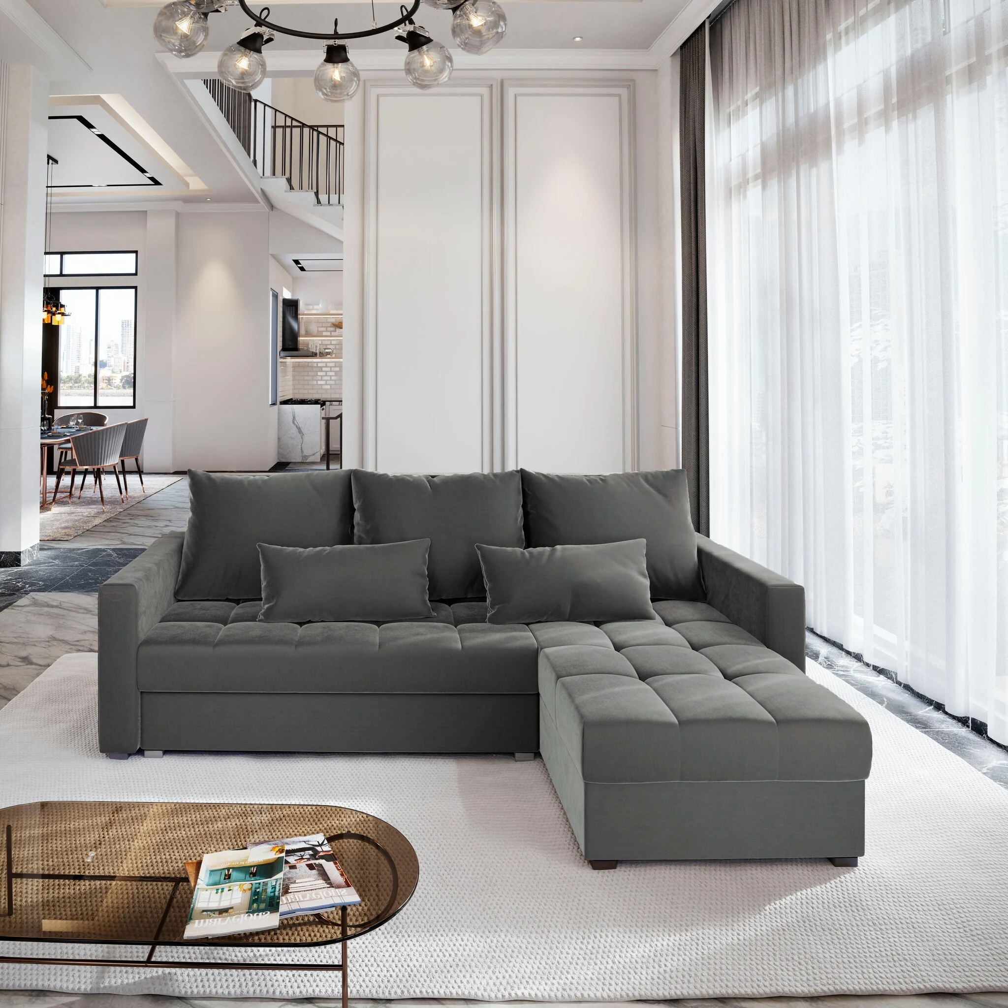 2dekans Hoekbank Kos Antraciet - Universeel - Slaapbank met opbergruimte [Niet in originele verpakking - Kans op schade]