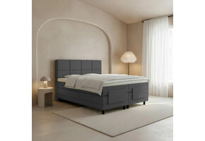 OP=OP Elektrische Boxspring Delux Levi | 160 x 200 Velvet Grijs | Incl. Voetbord