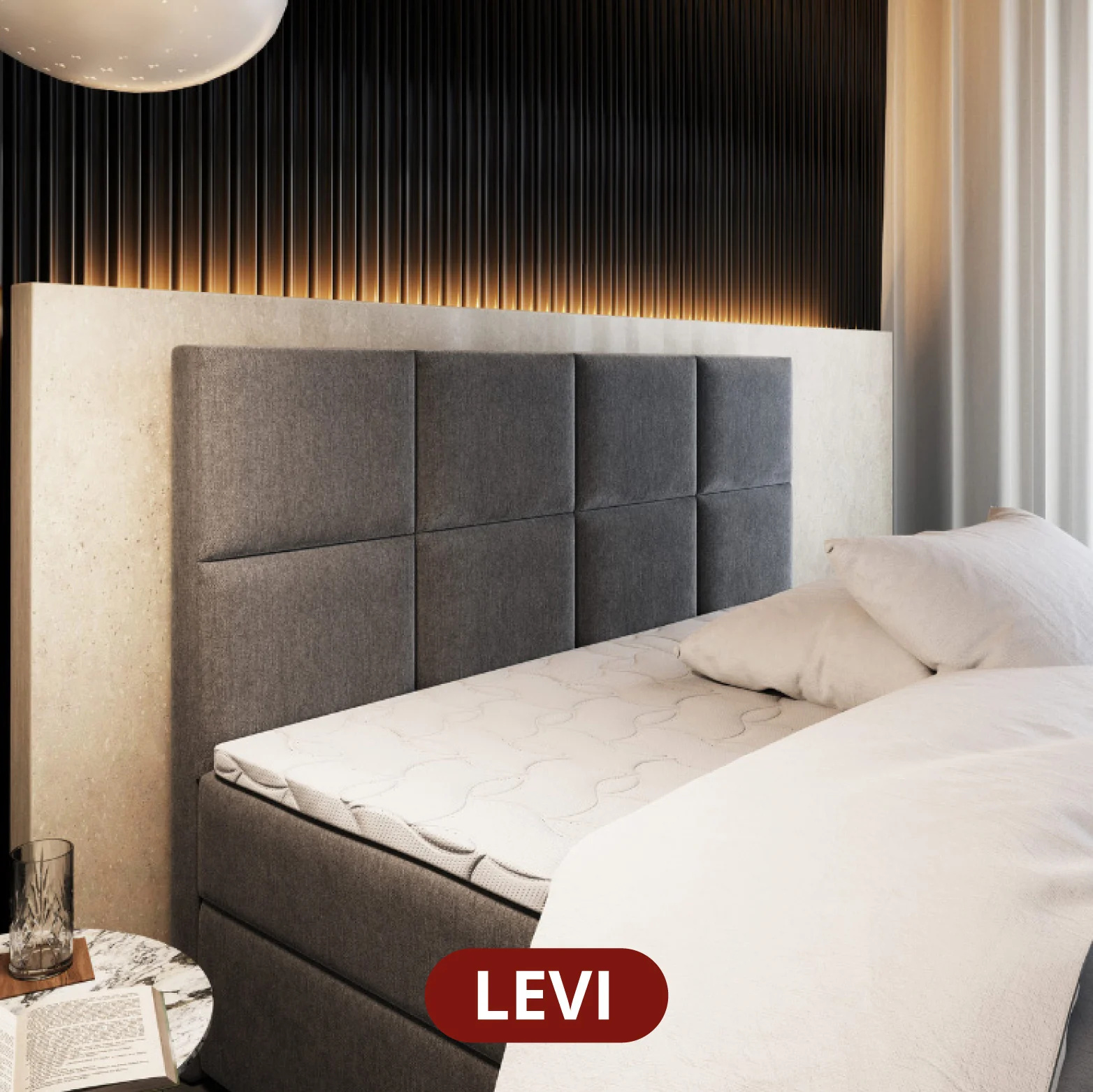 OP=OP Elektrische Boxspring Delux Levi | 160 x 200 Velvet Grijs | Incl. Voetbord