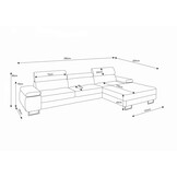 2dekans Slaapbank met opbergruimte Sem | Preston Antraciet| Links | L-Hoekbank | Stofschade + Niet in originele verpakking