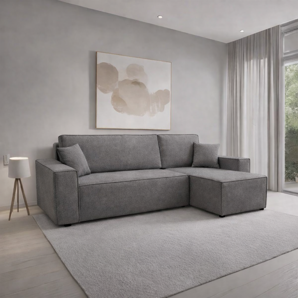 2dekans Slaapbank Karlo - Velvet Antraciet - L-Hoekbank 3-zits met opbergruimte - Universeel | Niet in originele verpakking - Kans op schade