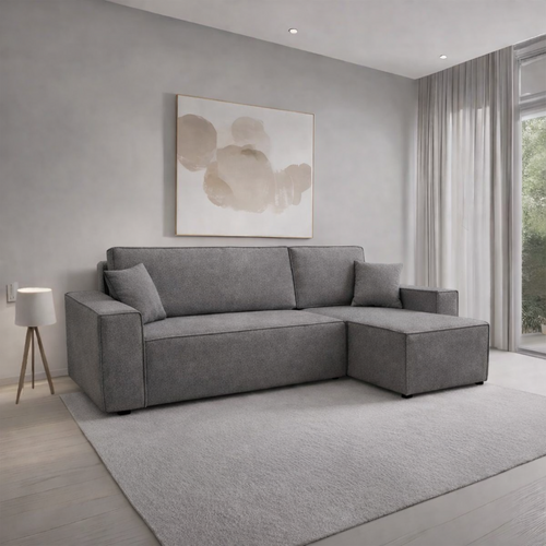 2dekans Slaapbank Karlo - Velvet Antraciet - L-Hoekbank 3-zits met opbergruimte - Universeel | Niet in originele verpakking - Kans op schade