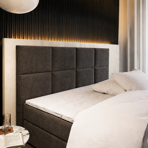 2dekans Hoofdbord Levi  200 x 120 Suede Mosgroen - Stofschade zijkant