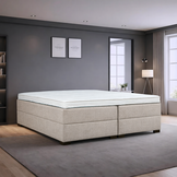 OP=OP Opberg Boxspring Kyano - Antislip -180 x 200 Naturel Beige | Incl Pocketvering