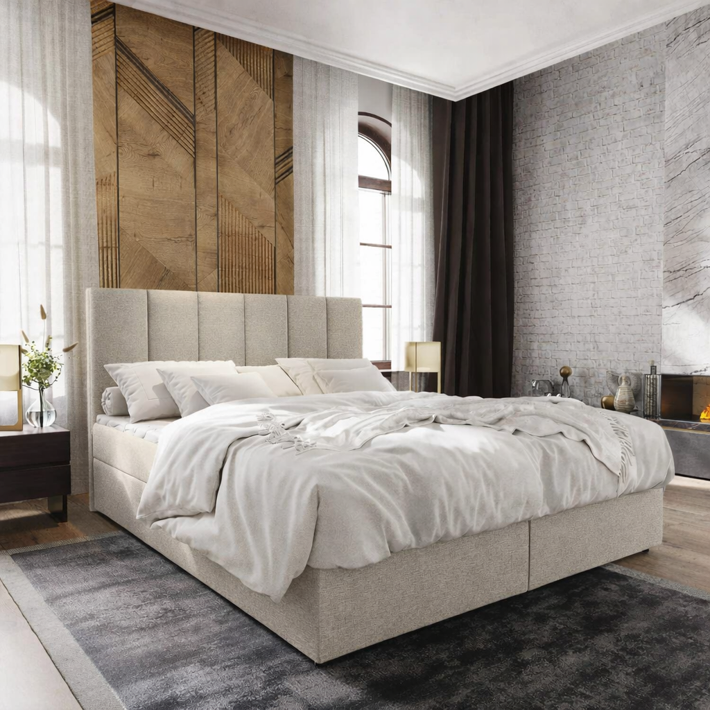 2dekans Opberg Boxspring Monza 180 x 200 Beige | 40 CM boxen | Zelf Montage (Niet in originele verpakking - Lichte schade)