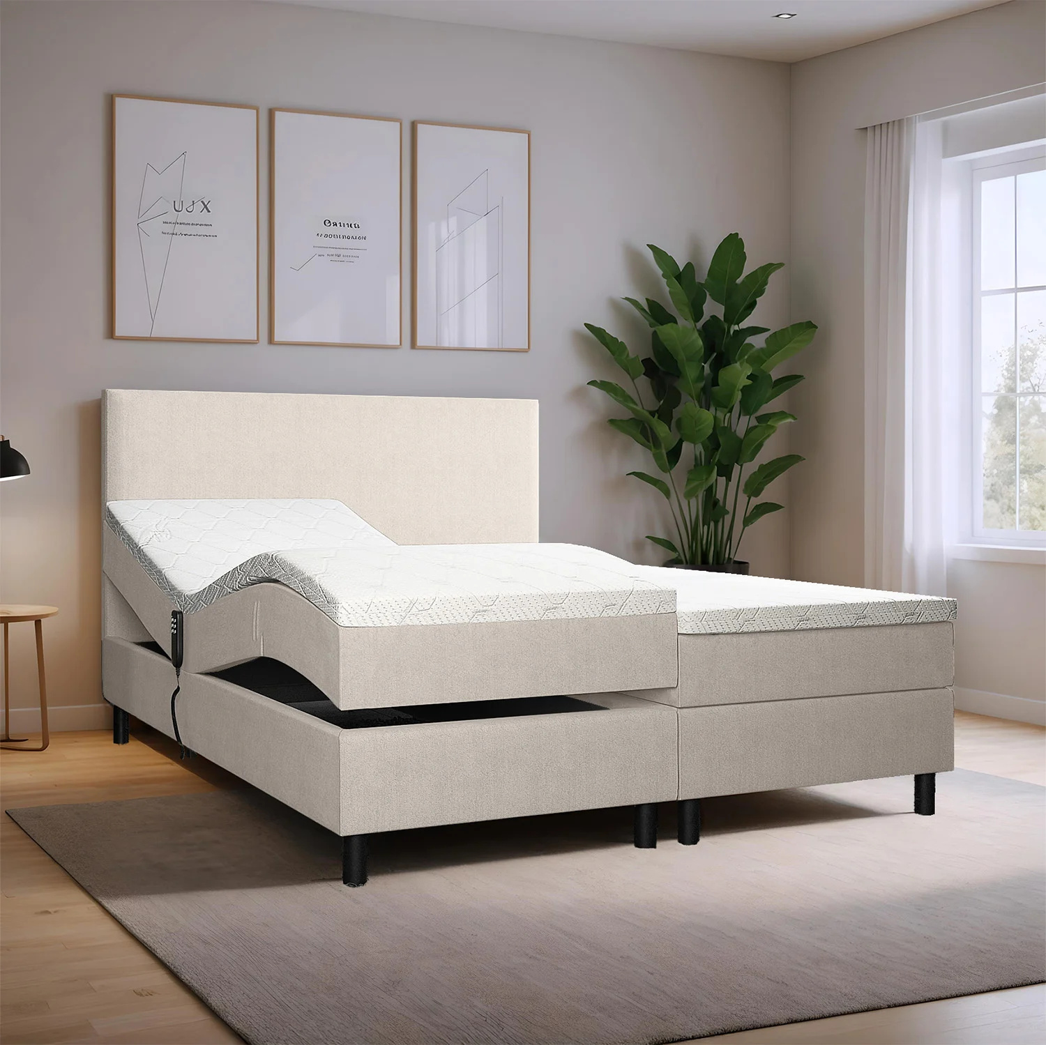 2dekans Elektrische boxspring Basic 160 x 200 Beige (Stofschade)