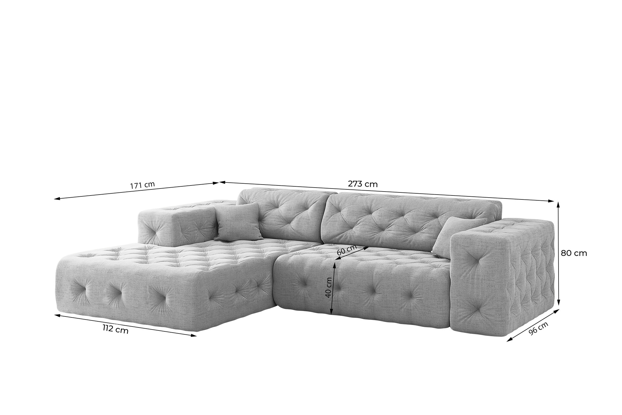 Showroommodel Loungebank Malibu licht mintgrijs - Rechts - Niet in originele verpakking - Kans op lichte schade