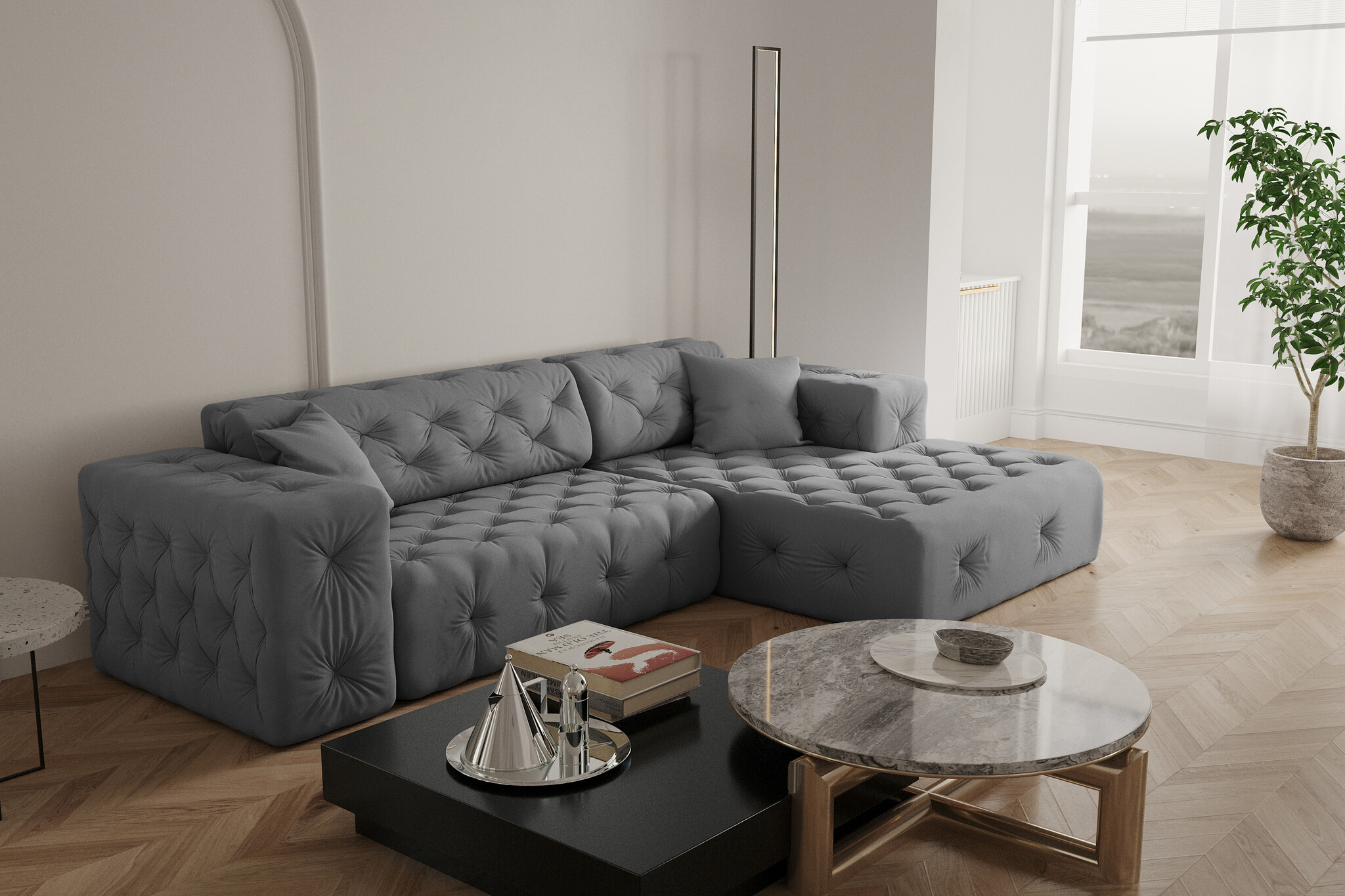 Showroommodel Loungebank Malibu licht mintgrijs - Rechts - Niet in originele verpakking - Kans op lichte schade
